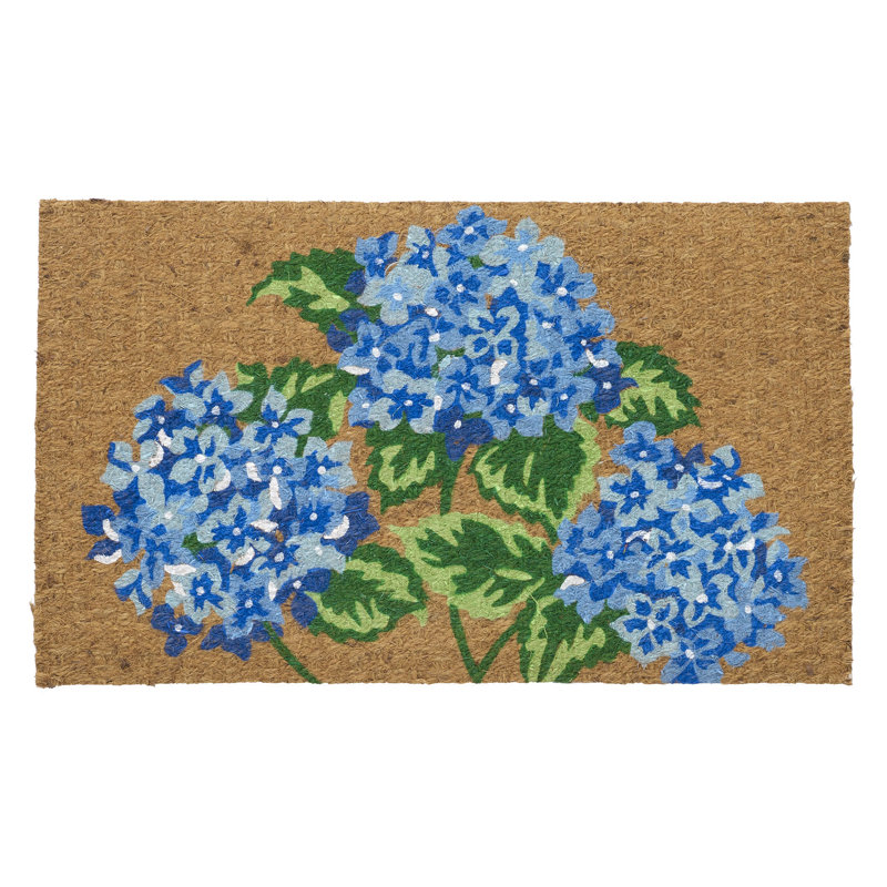 HFLT Flatweave Hydrangea 30 in. x 18 in. NonSlip Outdoor Door Mat